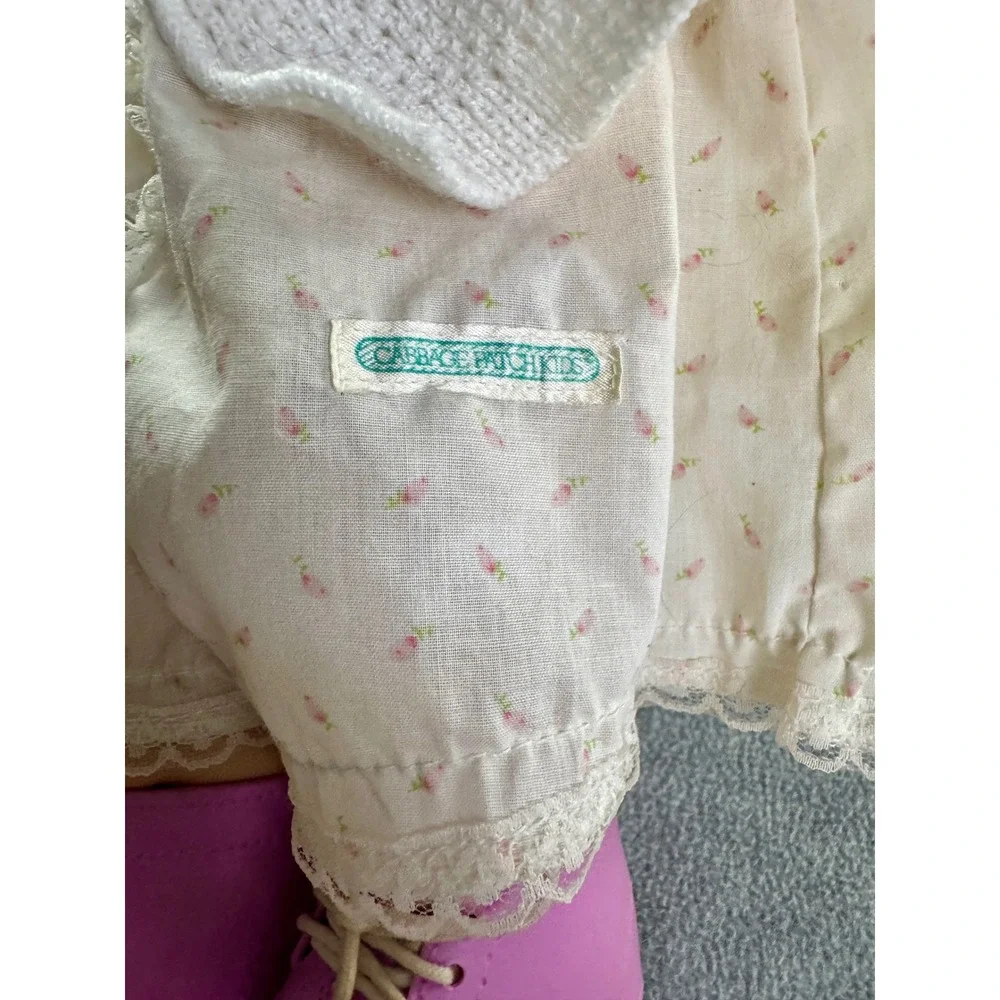 Vintage Cabbage Patch‎ Kids Doll Red Yarn Hair Green Eyes Knit Sweater 16 inch